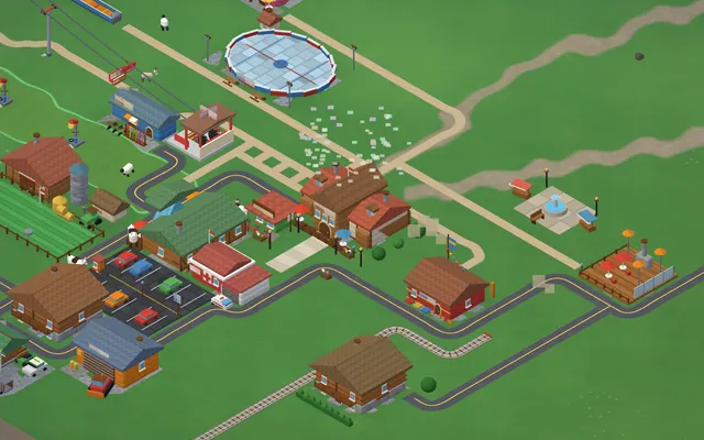 A green summer valley with the village, hiking trails and meadows.
